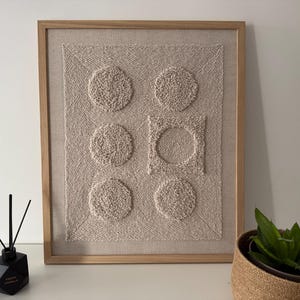 Arazzo da parete intrecciato, arte in fibra naturale, arte in lana naturale, arazzo fatto a mano, arredamento per la casa in stile scandinavo, arte murale Punch Needle