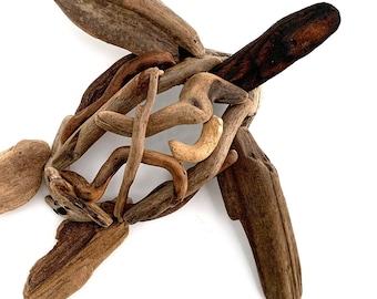 Handmade Driftwood Turtle Wall Art – Coastal Sculpture