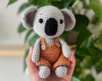 English Crochet Koala Pattern, Amigurumi, Animal Crochet Pattern, Crochet Overall Pattern, Beginner Crochet, Clothes Crochet, koala pattern