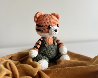 English Crochet Tiger Pattern, Amigurumi, Animal Crochet Pattern, Tiger Overall Pattern, Beginner Crochet, Clothes Crochet