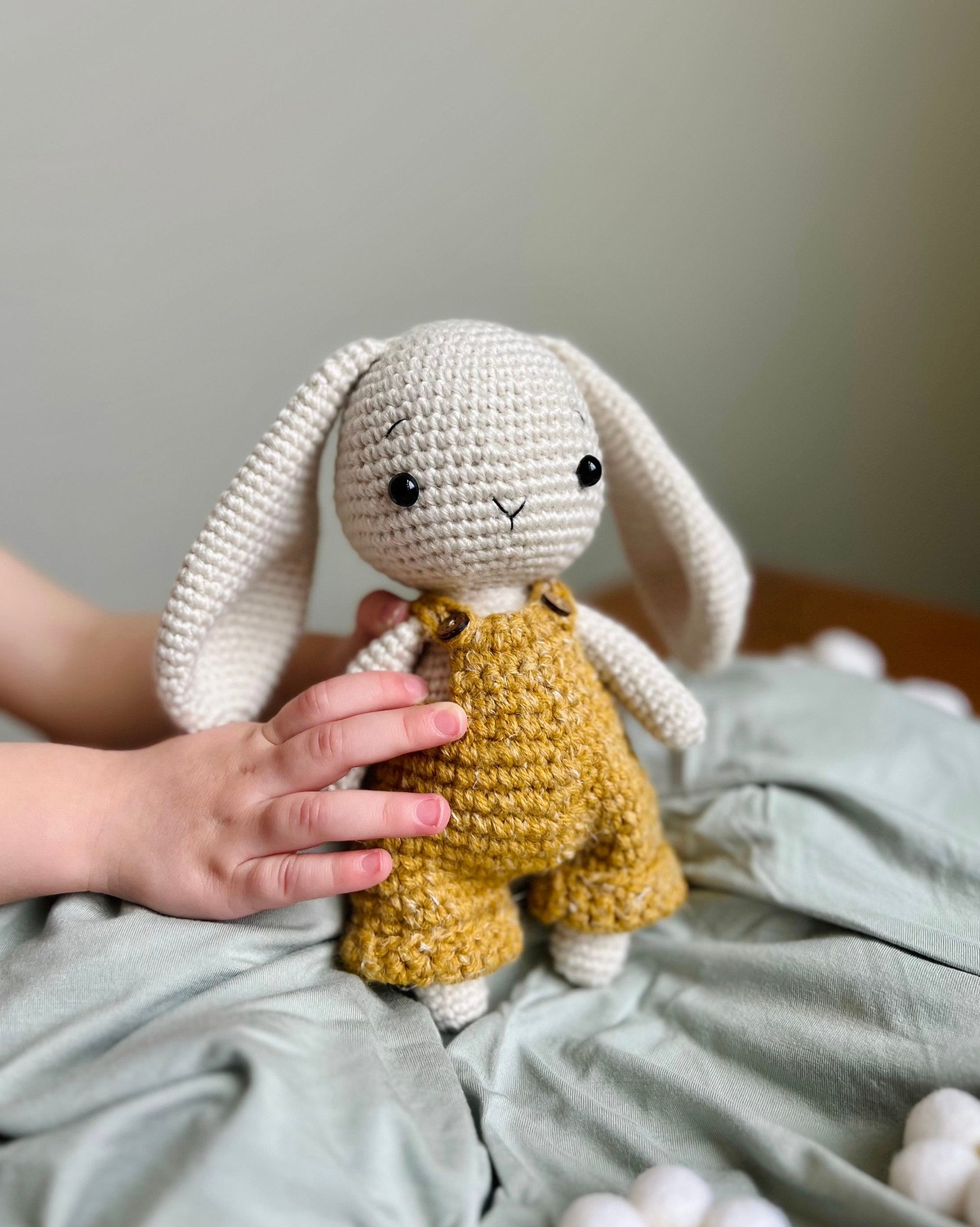 English Crochet Bunny Pattern, Amigurumi Pattern, Animal Crochet, Crochet Overall Pattern, Beginner Crochet, Clothes Crochet Pattern