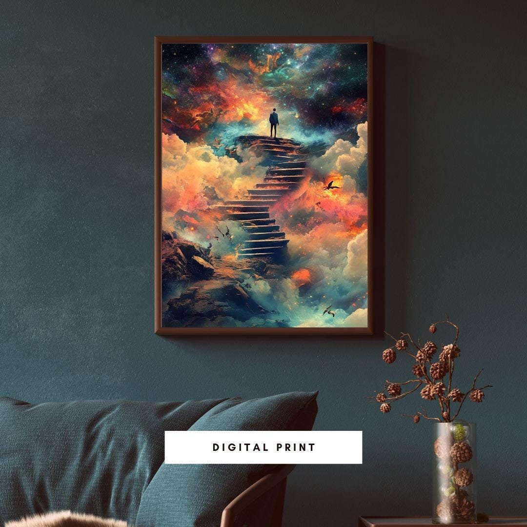 store product block Stairway to Dreams: Surreal Landscape Art poster