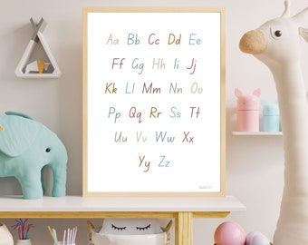 Poster ABC hoofdletters en kleine letters kleur