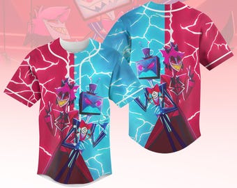 Camiseta de béisbol de Vox y Hazbin, camiseta de Hazbin Hotel, camiseta de la serie de anime, camiseta de Alastor Charlie Morningstar, regalo para él