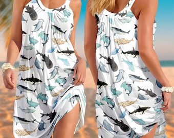 Vestido de tiburón ballena, vestido de verano de tiburón, vestido para ella, vestido cristiano del océano, regalo para ella
