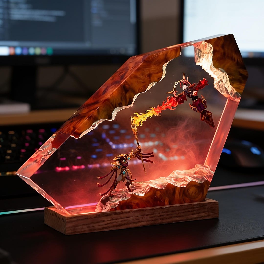 Azir Vs Xerath Resin Lamp, League of Legends LED Night Light, Lol Epoxy ...