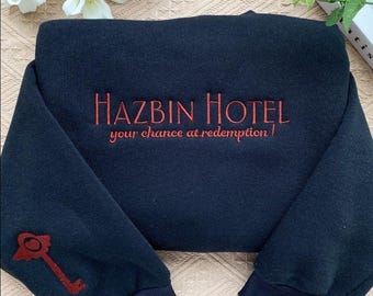 Sudadera bordada de Hazbin Hotel, sudadera con capucha bordada del personaje de Hazbin Hotel, sudadera de la serie animada, regalo para él
