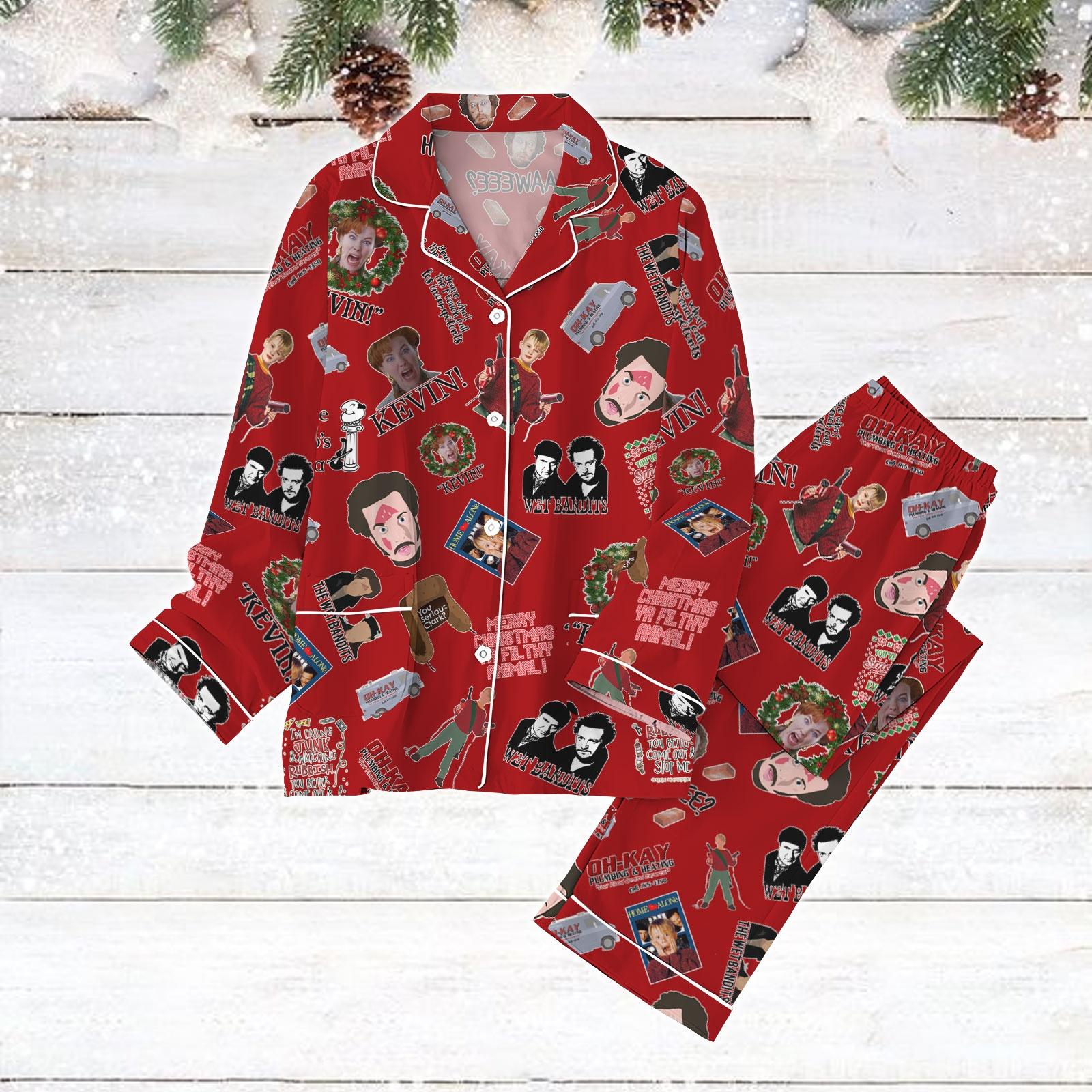 Home Alone Christmas Pajamas Kevin Mccallister Pajamas Set Wet Bandits Shirt Christmas Movie Holiday Pajamas Christmas Gift Etsy