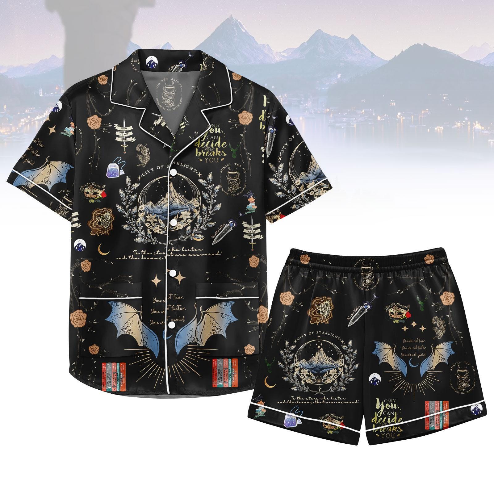 Velaris City Of Starlight Satin Pajamas, Acotar Pjs