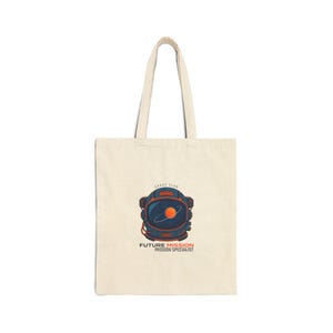 Mission Patch Rocket Tote, Space Astronaut Cosmic Canvas, science nerd mission badge