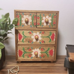 Hand Painted Jewelry Box | Boho Decor | Floral Design