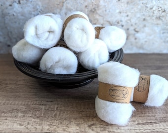 Snow Bright White MAORI WOOL, 1 ounce, Needle Felting Wool Batt by DHG