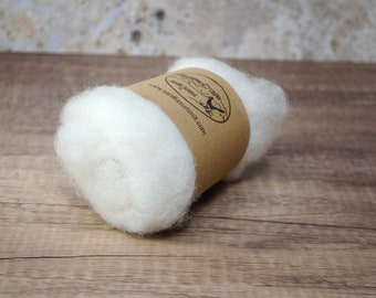 Milk Off White MAORI WOOL, 1 ounce, Needle Felting Wool Batt by DHG