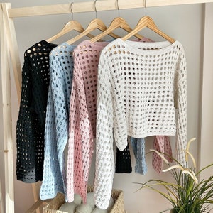 Crochet Knit Summer Sweater: Open Knit Beach Cover-Up