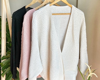 Gestrickte übergroße Strickjacke für Frauen, Langarm-Strickjacke, stylische Strickjacke, gehäkelte Strickjacke, Geschenk für sie, Geschenk für Mama