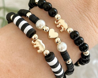 Bracelet de perles Heishi personnalisé, bracelets en fimo, cadeaux personnalisés pour elle, bracelet initial avec pierres précieuses naturelles, cadeaux pour maman