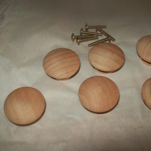 set of6 Unfinished wood knobs/drawer pulls 1 1/2-inch mushroom knobs
