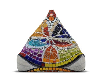 Sand Dollar Mosaic Bean Bag Chair Cover, Beach Home Decor, Blue, Yellow, Purple, Red, Orange, White