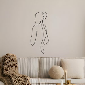 Woman Line Art: Metal Wall Decor, Modern Wall Sculpture