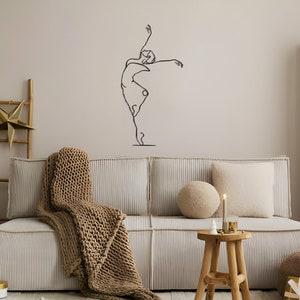 Ballerina Dancer Line Metal Wall Art - Crafted with Care - Perfect for Indoor Spaces - Dance Enthusiast Gift - Dance School Decoration