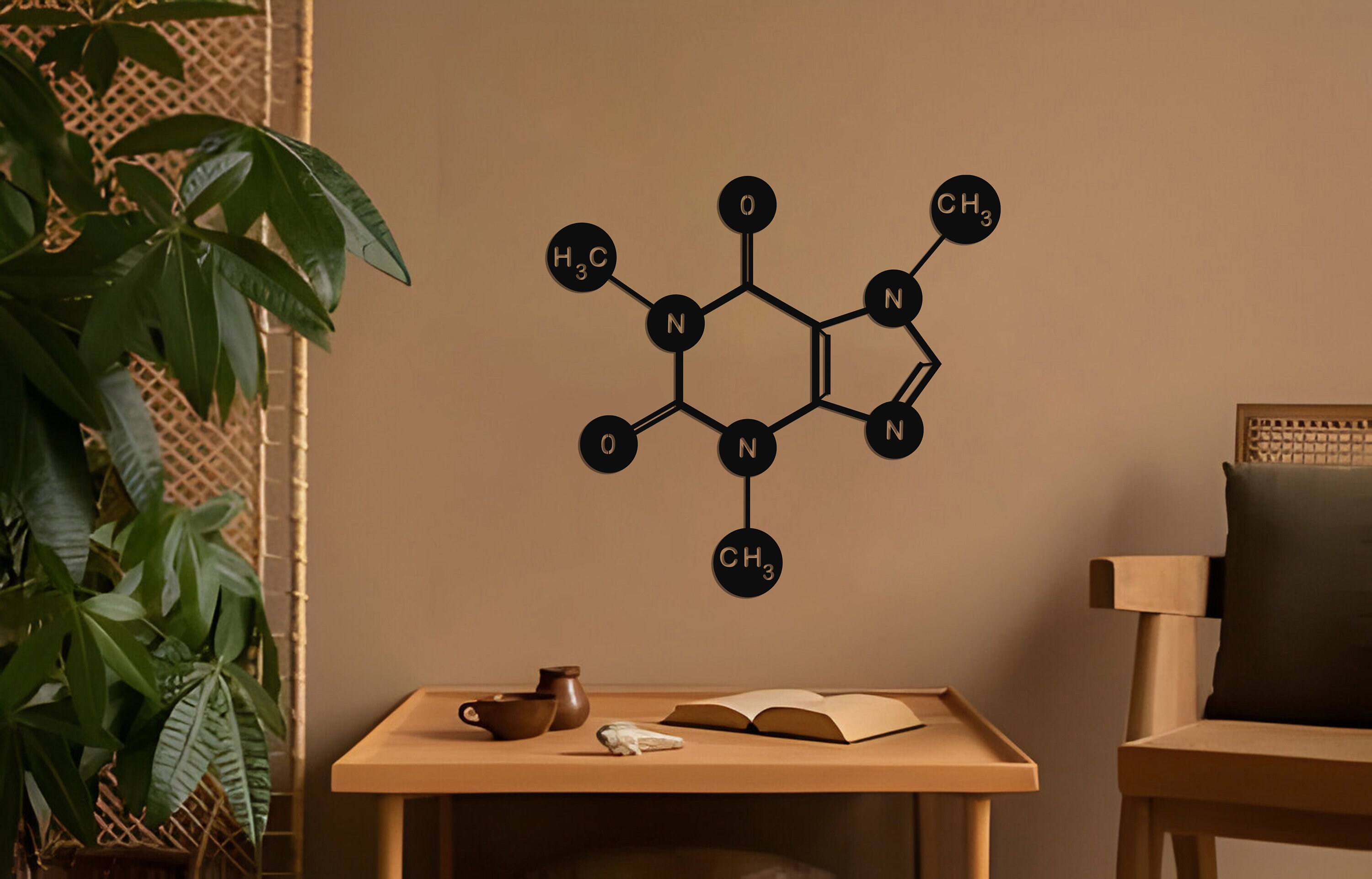 Caffeine Molecule Metal Wall Art: Coffee Lover Decor - Etsy