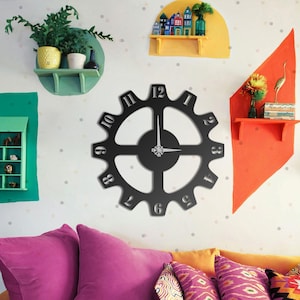 Numbers Gearpunk Metal Wall Clock – Industrial Steampunk Design – Silent Movement –5 color options – Vintage Gear Art for Home