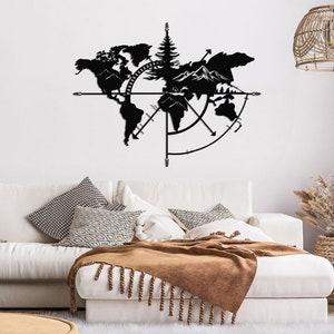 Carte du monde en métal - Décoration murale - Affichage intérieur et extérieur - Design unique - Tentures murales en métal