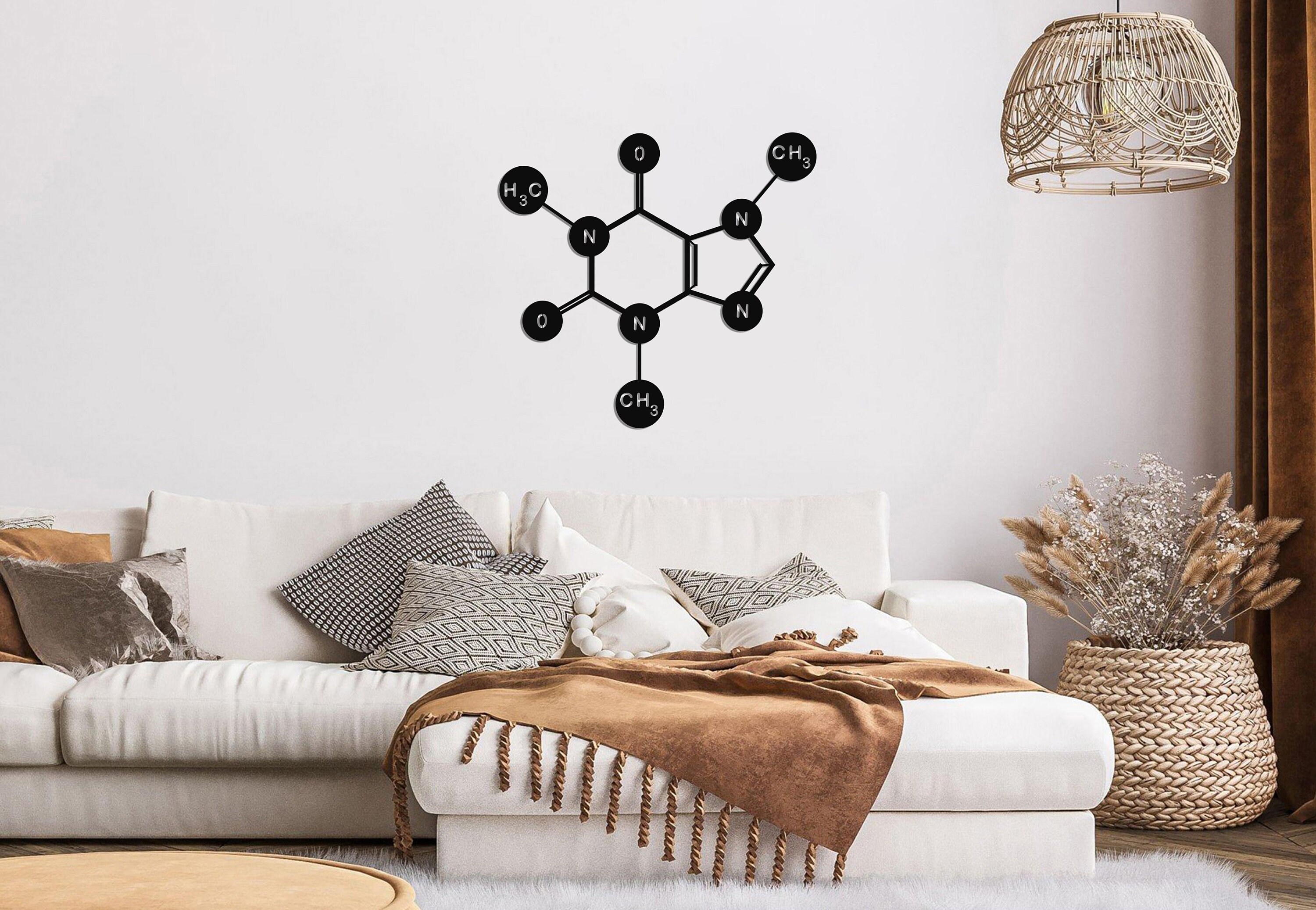 Caffeine Molecule Metal Wall Art: Coffee Lover Decor - Etsy