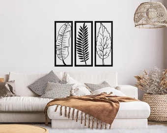 Leaf 3 Piece Metal Wall Art: Indoor/Outdoor Nature Decor