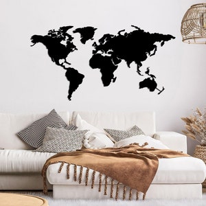 Mapa del mundo de 4 piezas de arte mural de metal - Decoración de pared - Exhibición para interiores y exteriores - Decoración de oficina - Tapices de pared de metal - Letrero de pared de metal - Tamaño personalizado