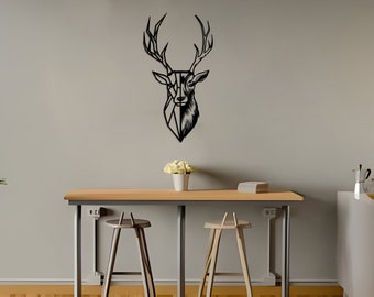 Deer Metal Wall Art: 3D Geometric Design, Indoor Outdoor Decor