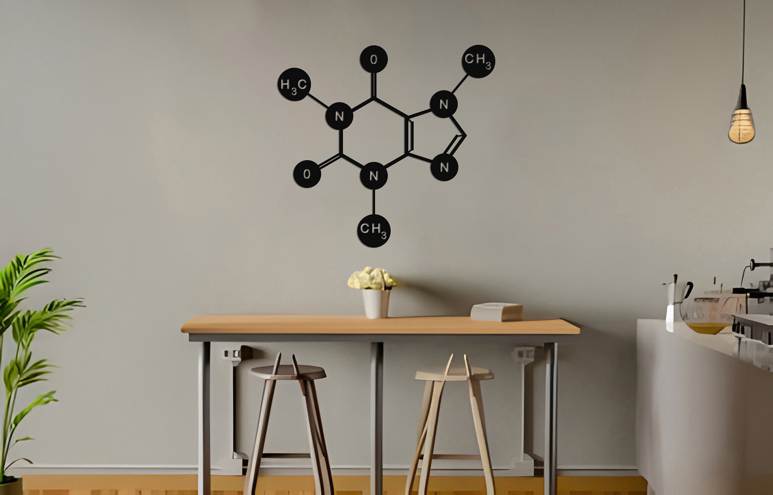 Caffeine Molecule Metal Wall Art: Coffee Lover Decor - Etsy