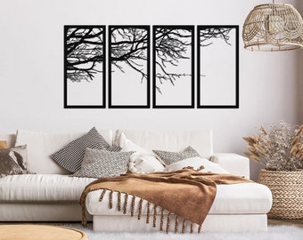 Metal Wall Art Tree of Life: 4-delige takdecor