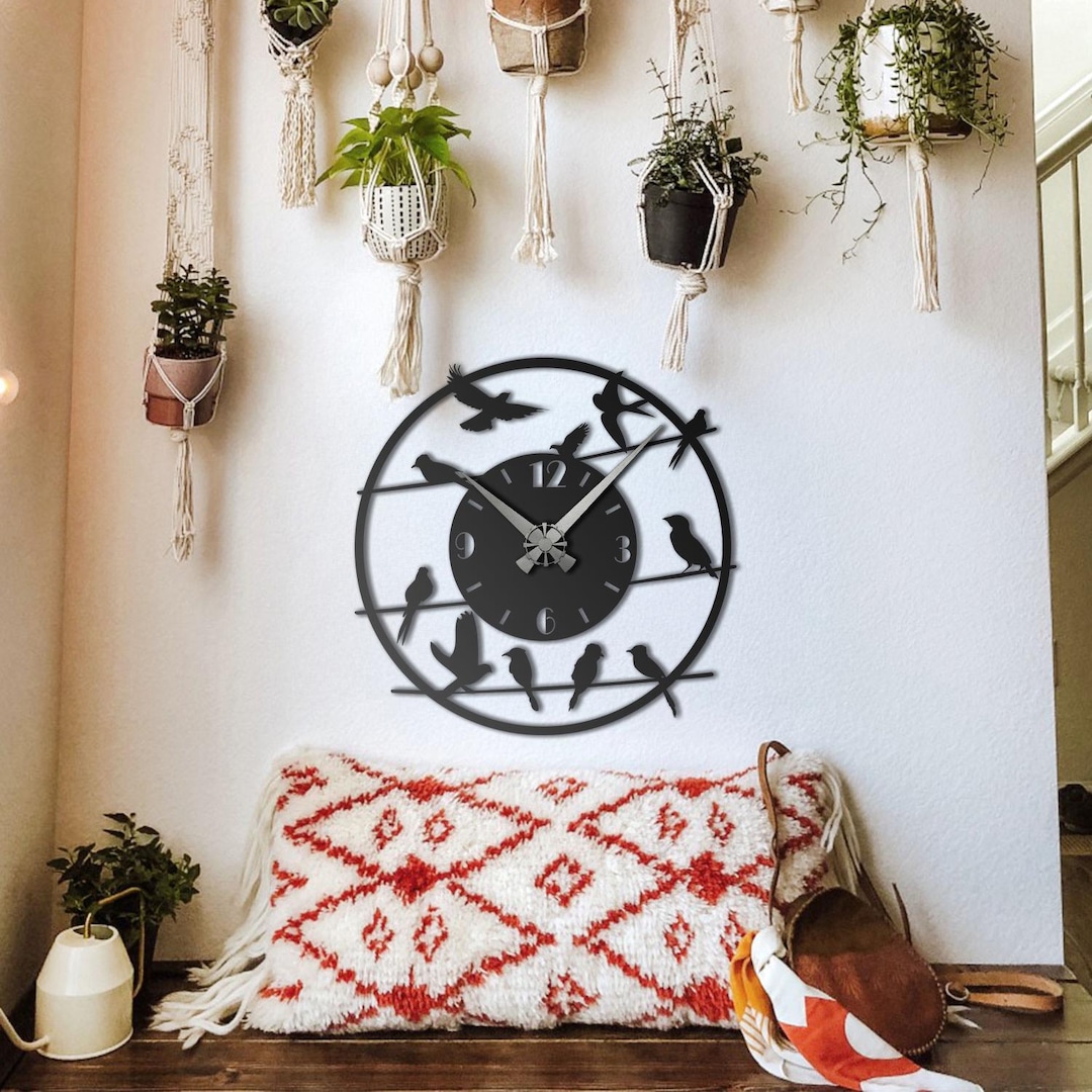 Birds Metal Wall Clock: Silent 3D Floating Design - Etsy