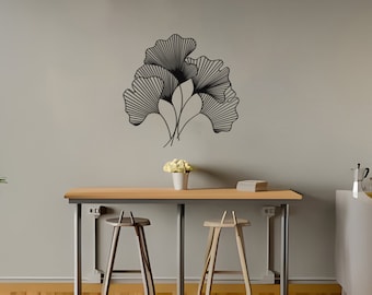 Ginkgo Biloba Leaf Metal Wall Art: Indoor/Outdoor Decor