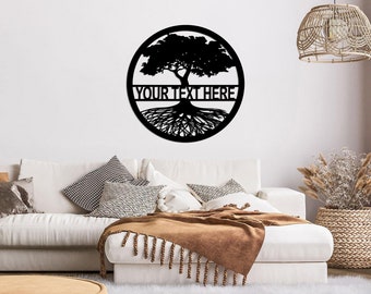 Personalized Family Tree Metal Wall Art: Custom Indoor Outdoor Decor