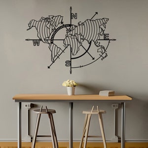 Weltkarte Metall Wandkunst - Wanddekoration - Indoor Outdoor Display - Einzigartiges Design - Metallwandbehänge - Metallwandschild - Wandskulptur