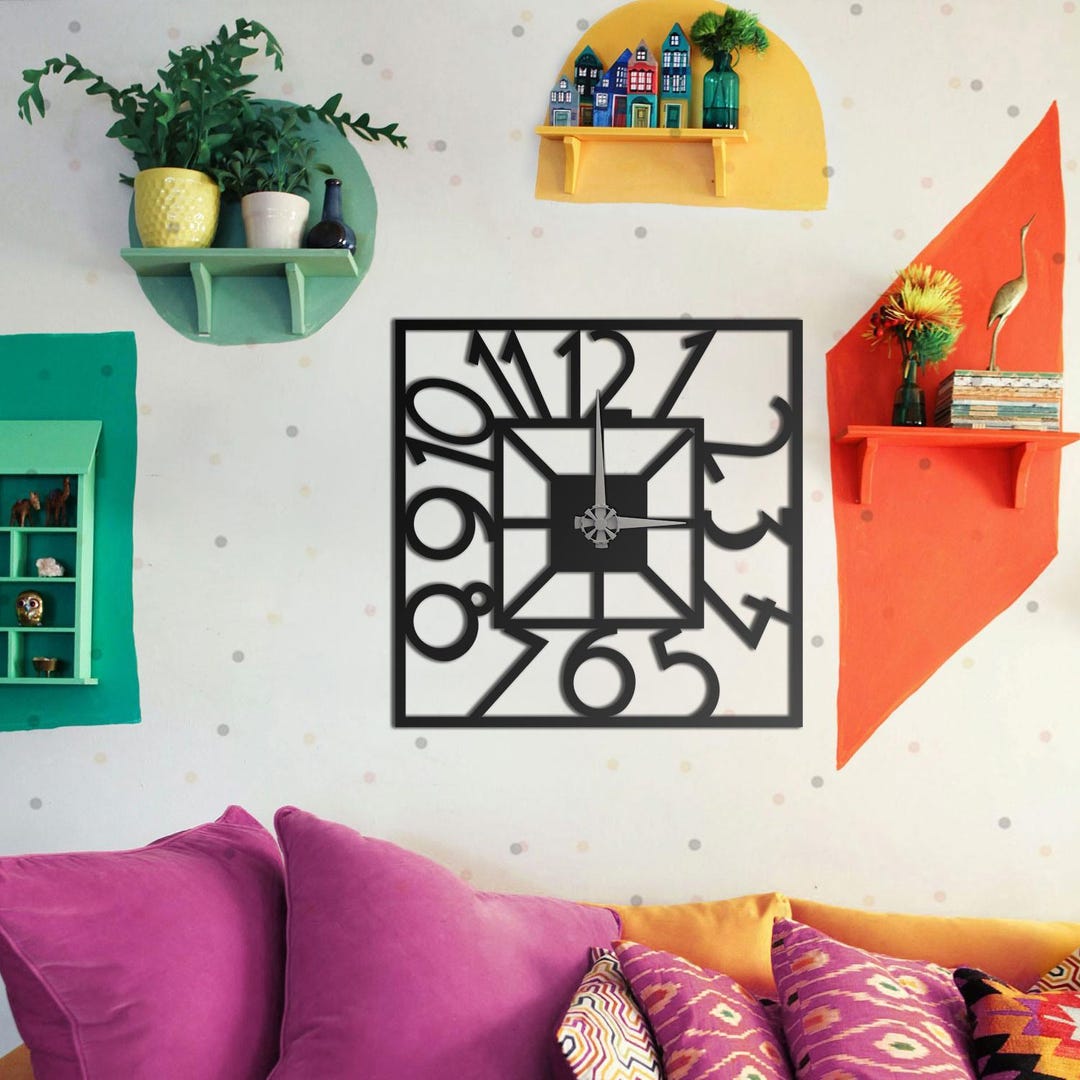 Geometric Double Square Metal Wall Clock - Modern Minimalist Art - Etsy