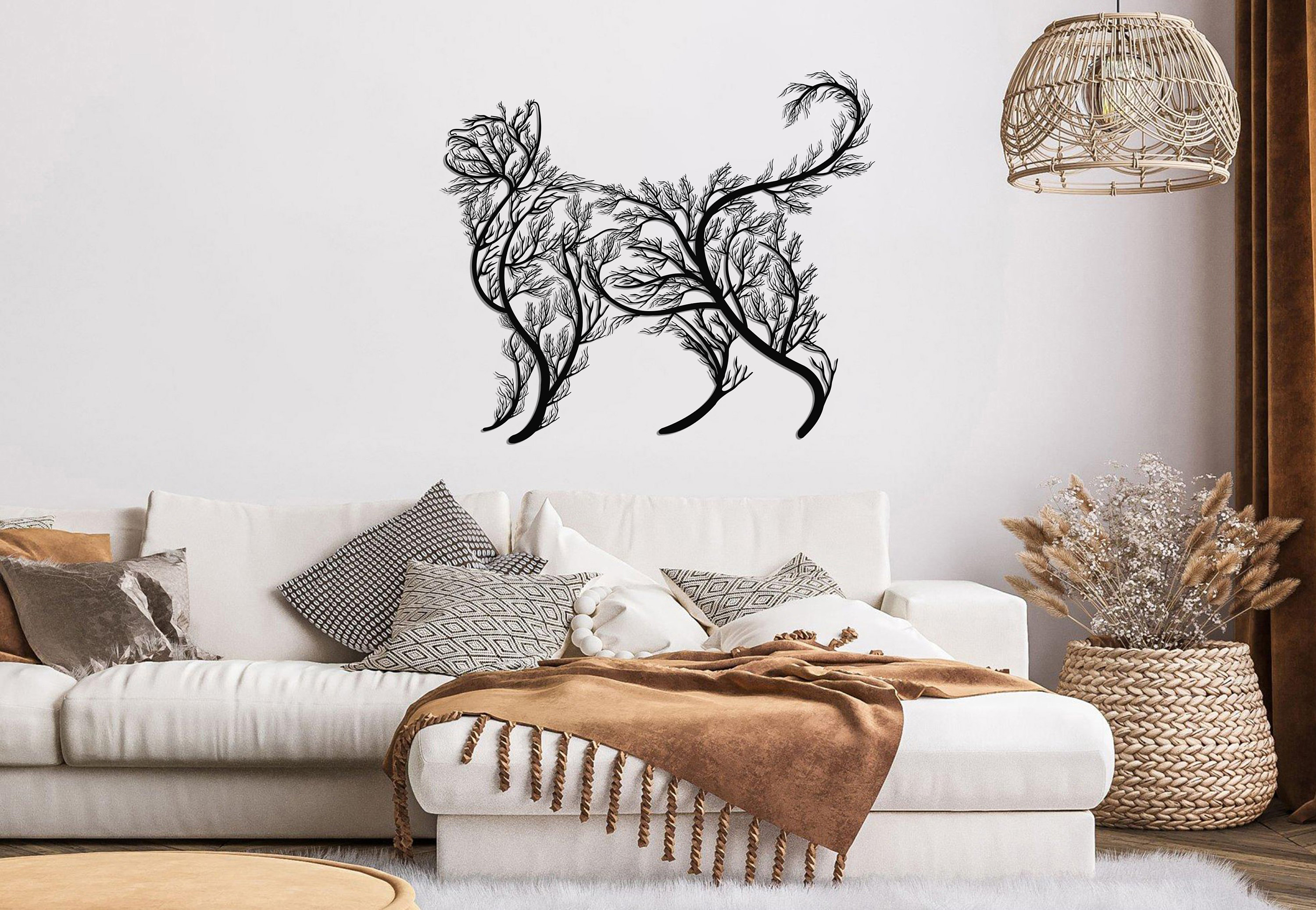 JuZi Store Metal Wall Art Black Cats Decor Nero Cat Black Cat Moon Segno d'attaccatura, Metal Black Cat on The Moon Pendant, Black Cat Wall Sculpture for Cats Lover Home Décor (Size