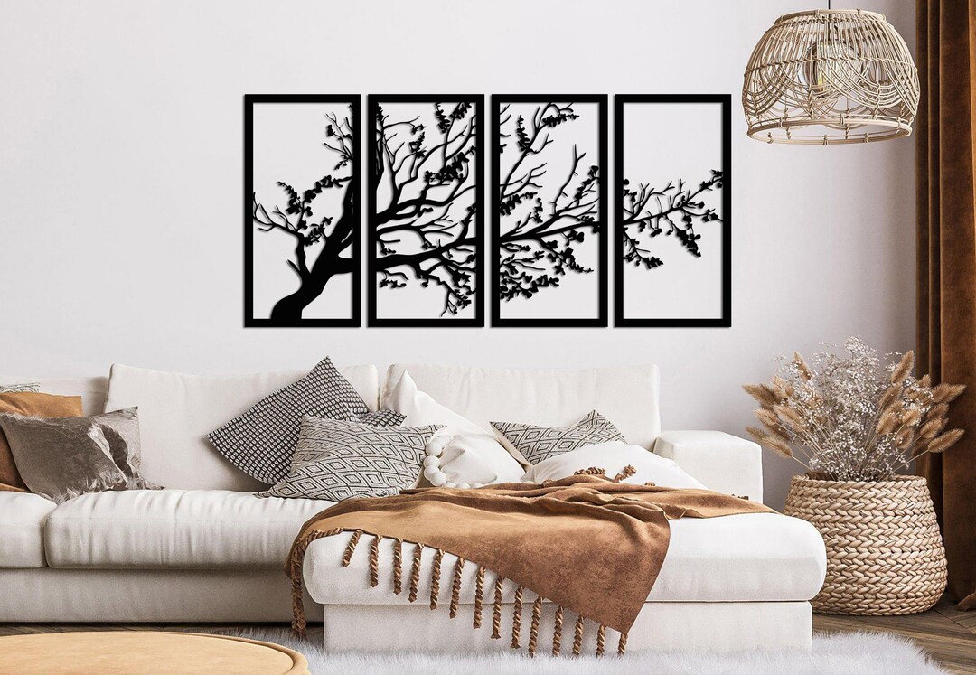 Tree of Life Metal Wall Art - 4 Piece Indoor Outdoor Decor - Etsy
