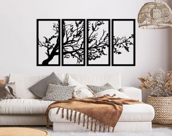 Tree of Life Metal Wall Art - 4 Piece Indoor Outdoor Decor