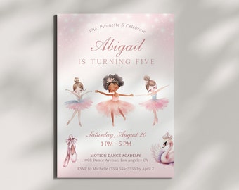 Ballerina Invitation Editable Ballet Invitation Girls Ballet Birthday Invite Digital Template