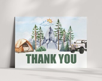 Camping Birthday Thank You Card Camping Editable Template Thank You Card Camp Birthday Thank You Card Outdoors Birthday Thank You Template