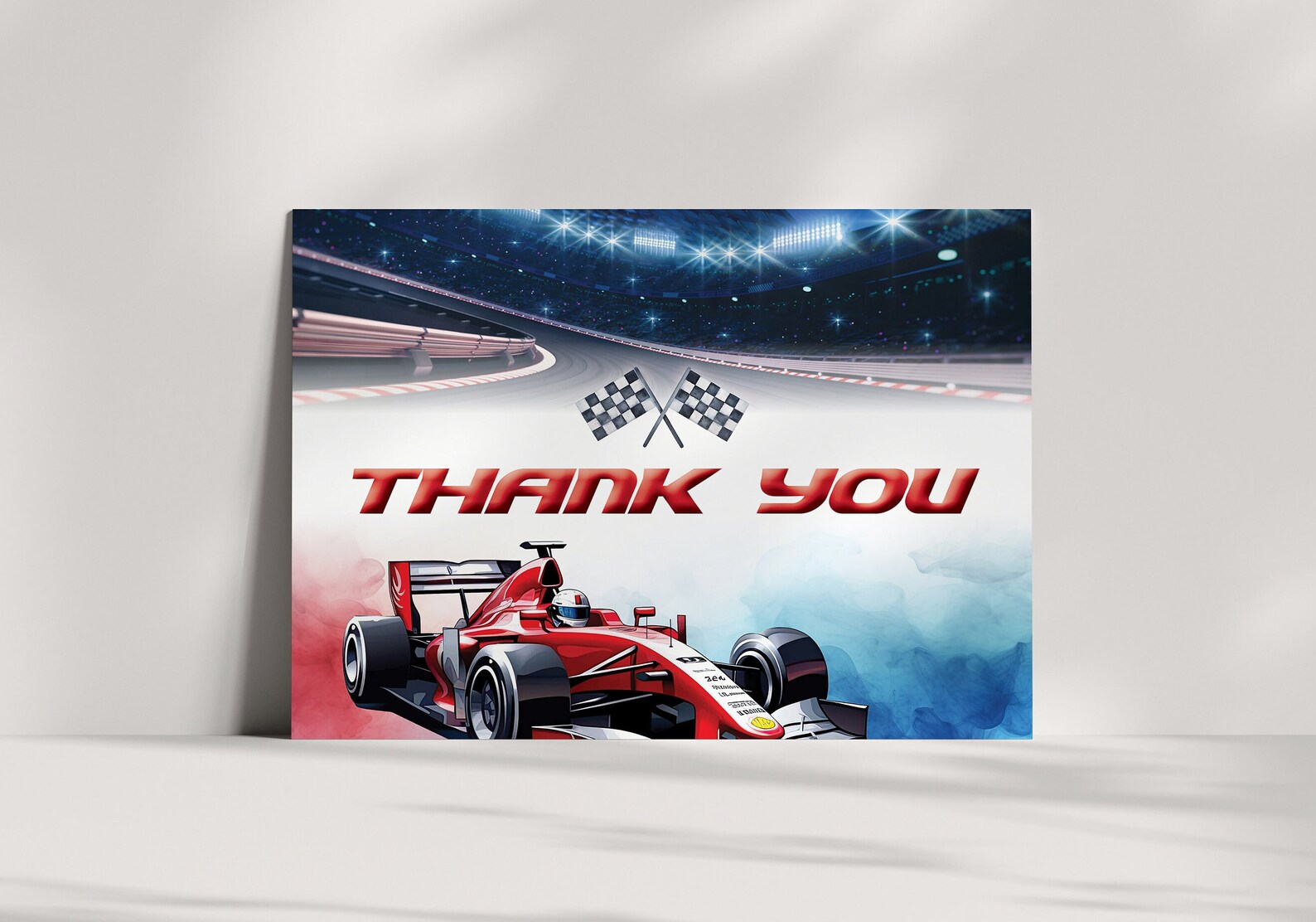Race Car Birthday Thank You Card Racing Cars Birthday Editable Race Car ...