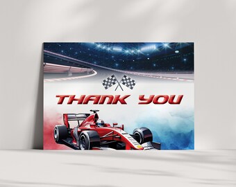 Race Car Birthday Thank You Card Racing Cars Birthday Editable Race Car Thank You Template Race Cars Birthday Race Car Thank You Card