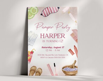 Spa Birthday Invitation Girls Makeup Editable Template Spa Party Invitation Glam Makeup Digital Template Spa Birthday for Girl