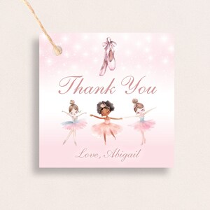 Ballerina Thank You Favor Tags Ballet Goody Bag Tag Ballet Birthday Favor Tags Ballerina Goody Bag Tag Girls Birthday Ballet Favor Tag