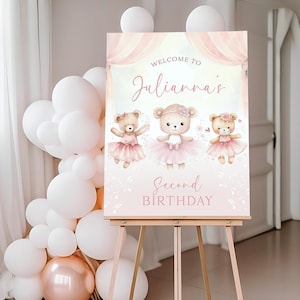 Ballerina Birthday Welcome Sign Baby Birthday Sign Ballet Birthday Entrance Sign Ballerina Birthday Signage Girls Birthday Welcome Sign
