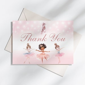 Ballerina Thank You Card Ballet Thank You Card Editable Dancer Thank You Card Birthday Template Ballet Thank You Card Digital Download