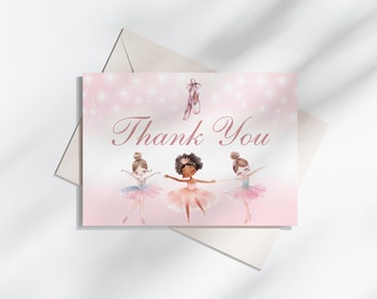Ballerina Thank You Card Ballet Thank You Card Editable Dancer Thank You Card Birthday Template Ballet Thank You Card Digital Download